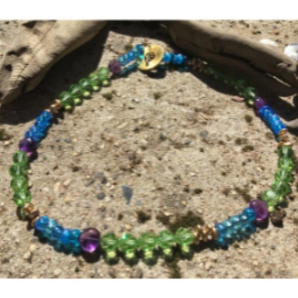 Original Boho Choker Hand Crafted Beaded Choker/Necklace By London About 17"